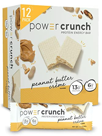 Power Crunch Protein Wafer Bars, High Protein Snacks with Delicious Taste, Peanut Butter Crème, 1.4 Ounce (12 Count)