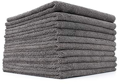 The Rag Company - The Miner - Professional Metal Polishing Microfiber Towels for Cars; Safe on High-End Wheels and Soft Metals, 70/30 Blend, Dual-Pile, 365GSM, 16in x 16in, Grey (10-Pack)