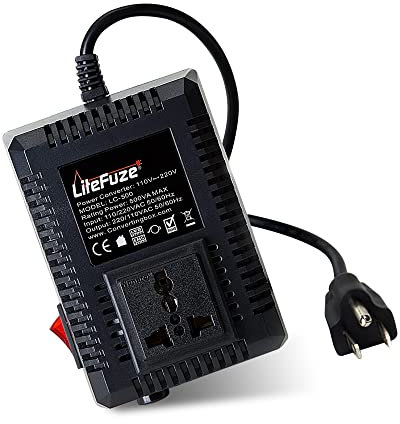 LiteFuze 500 Watt Step Up/Step Down Travel Voltage Converter, 220/110v to 110/220v converter with Type B Plug – Compatible with Hair Straightener, Camera, Laptop & More