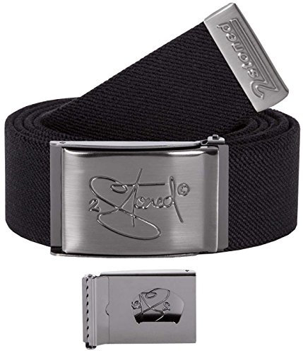 2Stoned Stretchgürtel Koppelgürtel elastisch Classic Matt mit Flaschenöffner, Schwarz, 130cm - 150cm, für Damen und Herren