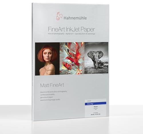 Hahnemühle 10641603 FineArt InkJet Papier Foto-Ragge, 188 gsm, 210 x 297 mm, weiß