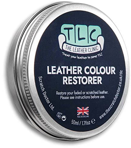 The Leather Clinic Leather Colour Restorer | Multi Use Absorbent Leather Dye Repair | Recolouring Balm for Sofas, Shoes, Bags, Coats (Dark Blue, 50ml)