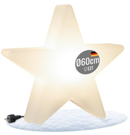 8 seasons design LED Weihnachtsstern mit E27 Fassung Shining Star Ø 60 cm (Weiß) Beleuchteter Stern für Innen & Außen, mit warmweißem Leuchtmittel, Weihnachts-Deko –𝓇𝑜𝒷𝓊𝓈𝓉 und langlebig