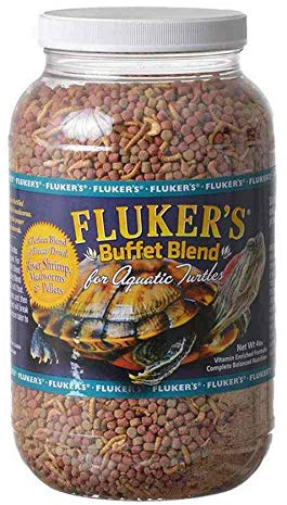 Fluker's Buffet Blend Aquatic Formula, Turtle Food with Freeze, Dried Shrimp, Mealworms, and Vitamin Enriched Pellets, 4 lbs.