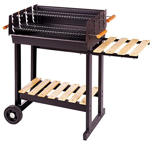 LOLAhome Barbacoa de carbón Sula con Parrilla de Acero Negra de 90x88x46 cm