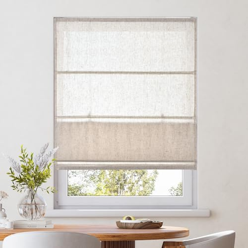 Victoria M. Ivora Raffrollo Rollo Faltrollo Stabile Aluminium-Schienen, für Fenster und Türen, mit Schnurzug, Pflegeleicht, 140 x 175 cm, Elfenbein-meliert