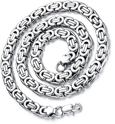 Flongo Herren-Kette Königskette Herrenkette Männer Kette, 9mm Breit Edelstahl Halskette Ketten Schwarz Silber Rose Gold Goldkette 57cm Herrschsüchtig Rau Rock Herren-Accessoires