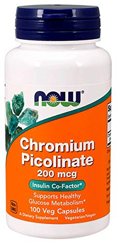 NOW Chromium Picolinate 200mcg, 100 Capsules (Pack of 2)