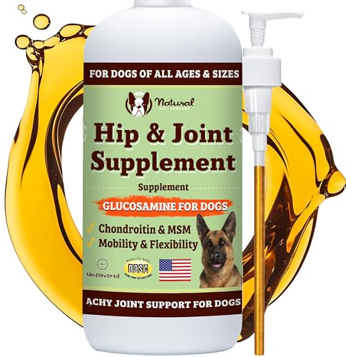 Natural Dog Company Liquid Glucosamine Supplement, Extra Strength Joint Support, Decreases Inflammation, Improves Mobility, & Alleviates Pain, All-Natural, 16 Ounces