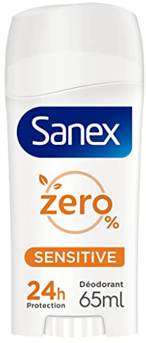 SANEX - Stick Déodorant Zéro% (0%) Peaux Sensibles - Déodorant pour Homme et Femme - Efficacité 24 h - Sans Alcool, Sans colorants - 65 ml - Lot de 3