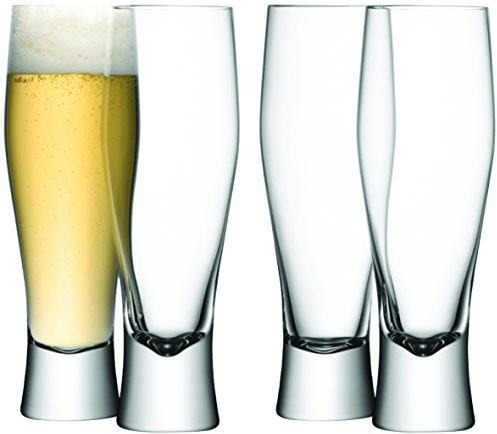 LSA G271-14-991 Vaso para Cerveza Lager, Transparente, 400ml, Paquete de 4, Vidrio