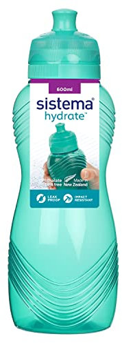 Sistema Twist 'n' Sip Squeeze Sports Water Bottle | Leakproof Water Bottle | 600 ml | BPA-Free | Recyclable with TerraCycle® | Assorted Colours