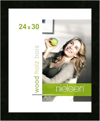 nielsen Essential Wooden Picture Frame - Black 24x30cm - with Float Glass and Easy Push-Turn Clips