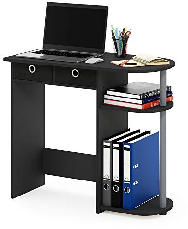Furinno Go Green Home Laptop Notebook Computer Desk, Study Desk, Writing Desk, Black/Grey/Black, 80 (W) x 72.4 (H) x 39.6 (D) cm