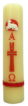 Printed Easter Paschal Candle Lent Sheep Alpha Omega Cirio Pascual Semana Santa Holy Week