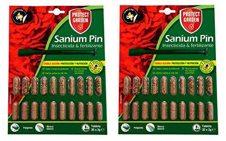 Pack de 2 - PROTECT HOME Prontect Home-Sanium Pin insecticida sistémico con Fertilizante y micronutrientes, Tratamiento Combinado, 20 Pastillas