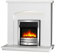 Endeavour Fires New Cayton Electric 42Fireplace Suite, fitted with Chrome Trim and Fret, 220/240Vac 1&2kW with 7 day Programmable Remote Control Heater in off white MDF Surround