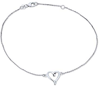 Bling Jewelry Bracelet De Cheville Coeur Amour Pour Femmes En Argent Sterling .925 Ajustable De 10 À 15 Cm Avec Extension