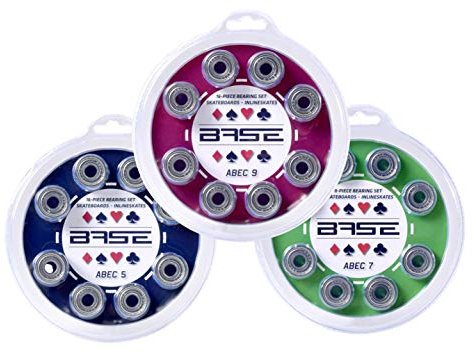 BASE 71000 - ABEC 9 Kugellager Bearings inkl. Blister-Verpackung I einfache Montage I ABEC 9 I Kugellager für Inliner & Rollerblades I Standard-Kugellager 608Zz I farblos - 16 Stück