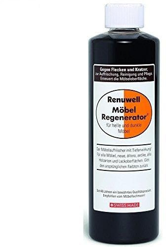 Renuwell Möbel-Regenerator, 500 ml – Intensive Pflege und Regeneration für Holzmöbel und Oberflächen, entfernt Wasserflecken, Kratzer & Hitze - Ringe, Schweizer Qualitätsprodukt