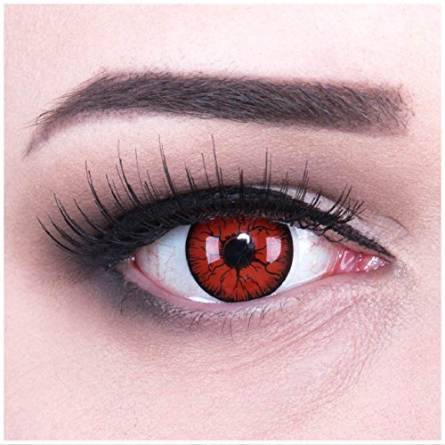 funnylens 1 par de colores rojos Negra äderchen Crazy Metatron vampiro Zombie Año Contacto lente + 4 sangre kapseln. Perfección a Halloween, carnaval, o fasnacht con Gratis Contacto lente recipiente