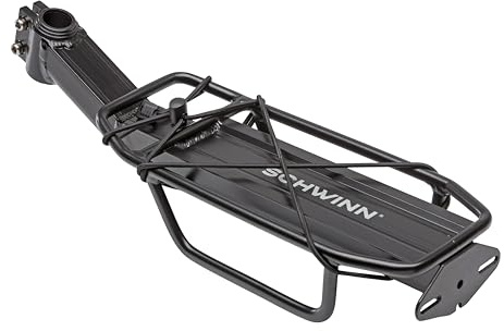 Schwinn Deluxe Alloy Rear Bike Rack, 20 lbs Capacity, Lightweight, Compact and Durable Construction, Fits Most Adult Bicycles, Cargo Options for Backpack, Gear & More, Bicycle Rack for Back of Bike