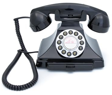 GPO Carrington Classic Retro Push-Button Phone with Pull-Out Tray, Traditional Bell RingTone, Ringer On/Off for Home, Office, Hotels- Black