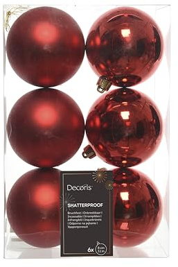 Decoris 22052 Kugeln bruchfest, glanz matt, 6 Stück