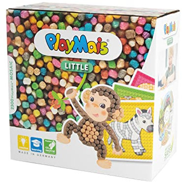 Playmais MOSAIC Little Zoo Kreativ-Set zum Basteln für Kinder ab 3 Jahren | Über 2.300 Stück & 6 Mosaik Klebebilder mit Zootieren | Fördert Kreativität & Feinmotorik | Natürliches Spielzeug