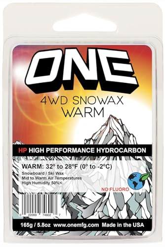 One Mfg 4WD Snowboard & Ski Wax, 165g Bar, Oneball Wax for Warm Wet Snow, 26ºF to 32ºF (-3ºC to -0ºC), Tropical Scent, No Fluoro