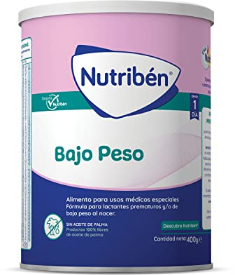 Nutribén Bajo Peso - Leche en Polvo Bajo Peso para Bebés Prematuros o Nacidos con Bajo Peso desde el Primer Día | Alimento Completo | sin Aceite de Palma | con Cacito Dosificador | 1 Bote de 400g