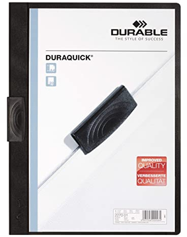 DURABLE Hunke & Jochheim Klemm-Mappe DURAQUICK®, Weich-/Hartfolie, 20 Blatt, transparent/Schwarz