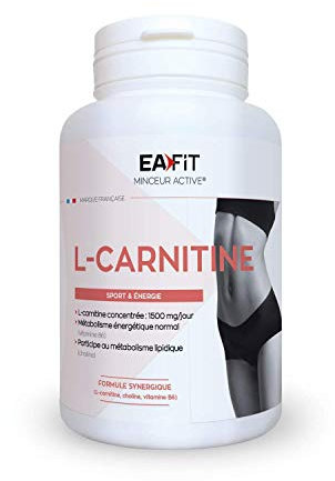 EAFIT MINCEUR - L-CARNITINE - Bruleur de graisse puissant -Perte de poids -Booster Energétique - Améliore Rendement Sportif - Vitamine B6- Choline - Programme 15 jours - Avant le sport - 90 Gélules