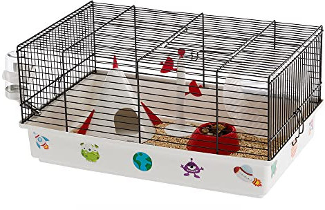 Ferplast Hamsterkäfig, Nagerkäfig SPACE, Kleintierkäfig, Hamsterzubehör inklusive, 46 x 29,5 x h 23 cm.