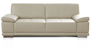 CAVADORE 3,5-Sitzer Ledersofa Corianne / Große Couch im Echtlederbezug und modernem Design / Mit verstellbaren Armlehnen / 248 x 80 x 99 / Echtleder weiß