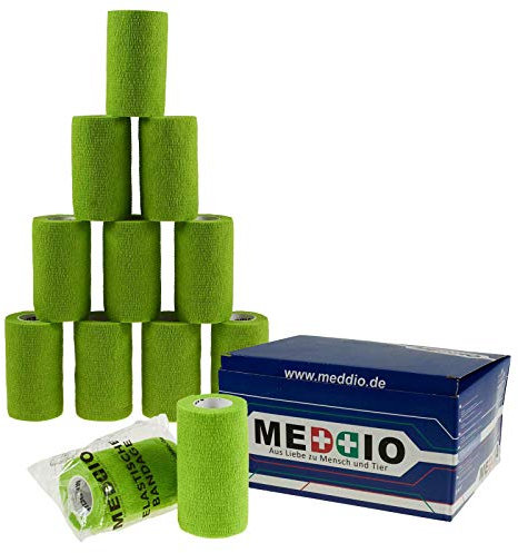 maDDma 12 Haftbandagen Größe+Farbe wählbar - selbsthaftende Bandage Fixierverband selbstklebend, Farbe:Green Jungle, Größe:10cm