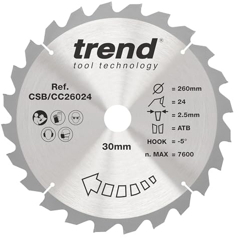 Trend - Craft Sägeblatt Kapp 260mm x 24 Zähne x 30mm - CSB/CC26024
