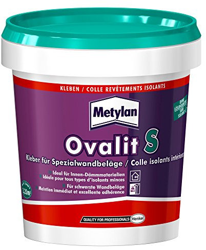 Metylan Ovalit S Spezialwandbelags-Kleber, gebrauchsfertiger, gefüllter Wandbelagsklebstoff für schwerste Wandbeläge, sehr hoher Klebkraft und Anfangshaftung, 1x900g