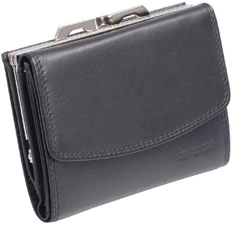 Damenknipsbörse LEMONDO in Echt-Leder, schwarz, 10x12cm