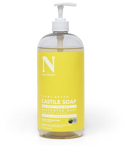 Dr. Natural Castile Liquid Soap - Multi-Use Body Wash, Shampoo and Face Wash - Body Soap for Skin, Hair, Pets and Home - Unscented Baby - 946 ml
