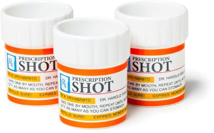 BigMouth Inc Prescription Pill Bottle Shaped Shot Glass Set, Funny Novelty Shot Glasses, 3-Pack, 2 fluid ounces