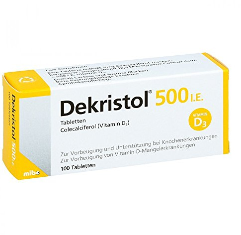 Dekristol 500 I.E. Vitamin D3 Tabletten für Kinder, Säuglinge und Erwachsene 100 Tabletten