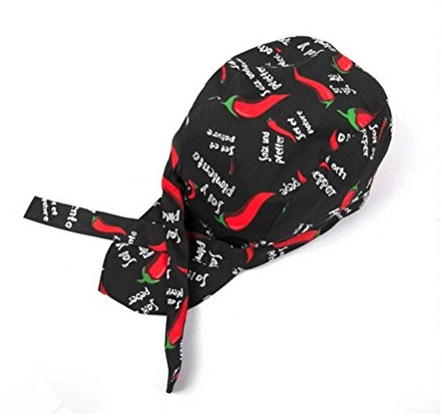 Gorro de Cocinero Bandana Gorro de Gorro de Carnicero con Correa Ajustable | Lona Suave Duradera, Color Rojo Y Negro, Talla Única, Hombres Y Mujeres