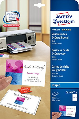 Avery Quick&Clean, Carta lucida 220 g/m2, 25 pezzi, colore: Bianco