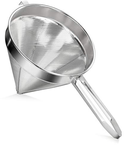 New Star Foodservice China Cap/Chinois Strainer, 18/8 Stainless Steel, 10-Inch, 2mm Fine Perforations