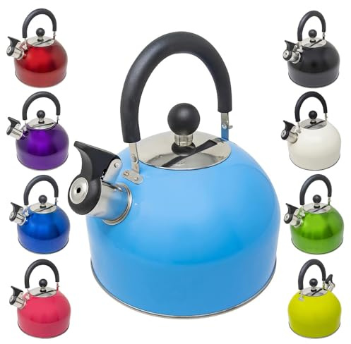 2.5L Stainless Steel Whistling Kettle - Suitable for Fishing, Camping, Hiking, Indoor & Outdoor | Camping Kettle for Gas Stove, Electric Stove, Camp Fire | Lightweight, Fast Boil, Phenolic Handle