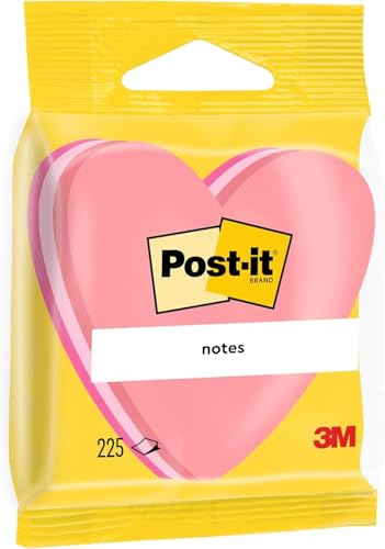 Post-it 2007H Haftnotiz Würfel Stanzformen, 70 x 70 mm, Herz, dreifarbig, 225 Blatt