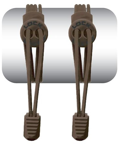 LOCK LACES (Elastic No Tie Shoelaces) (Brown, 48-Inch)