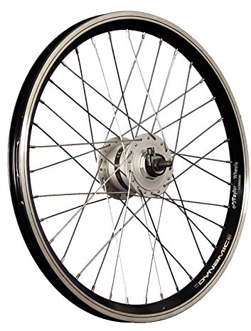20 Pulgadas Rueda Delantera Bici Doble Pared Dinamo Negro/Plateado