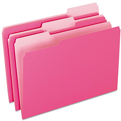 Pendaflex Two-Tone Color File Folders, Legal Size, Pink, 1/3 Cut, 100/BX (153 PIN)